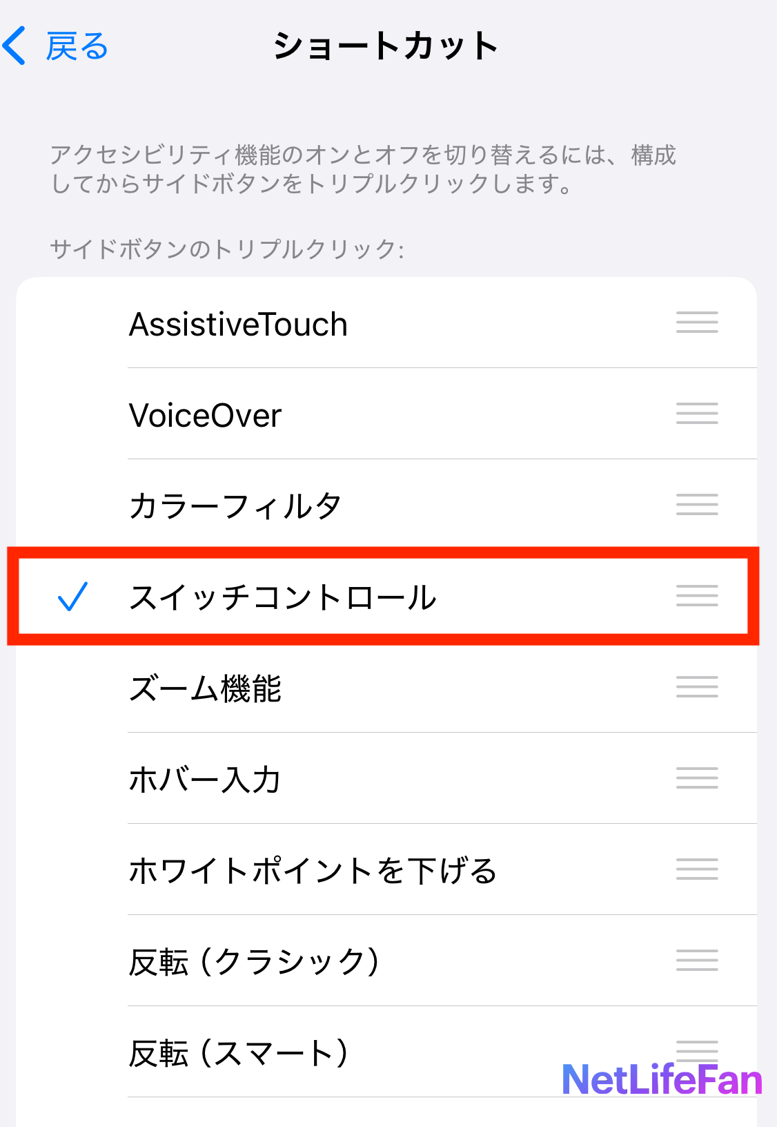スイッチ コントロール 解除 できない