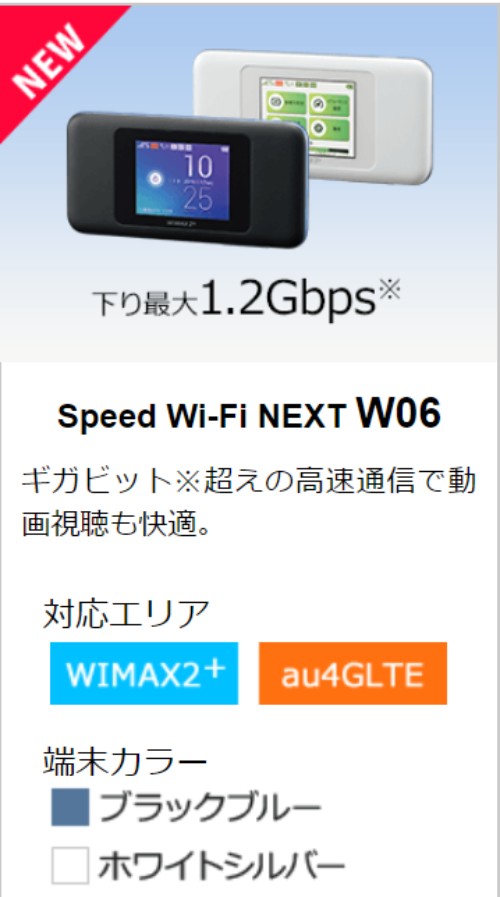 speed wifi NEXT W06の外見
