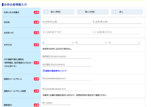 OCNモバイルONEのお客様情報入力